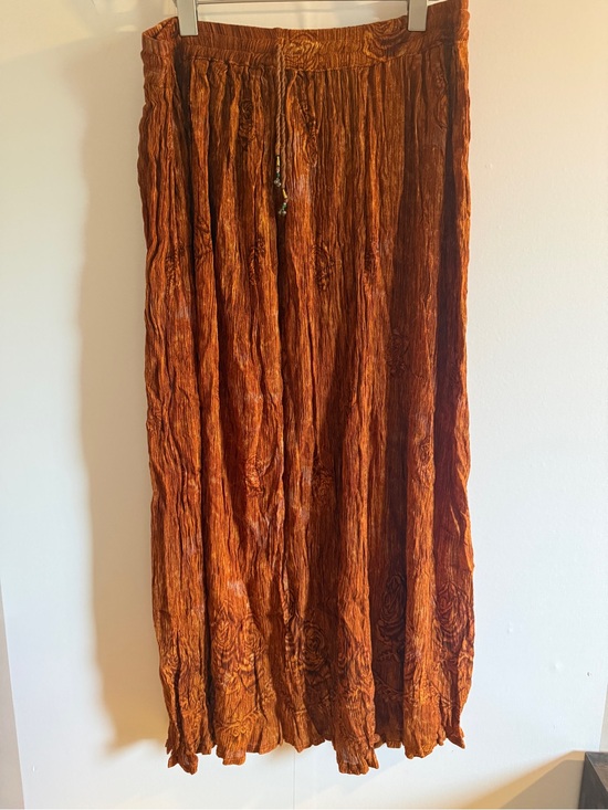 Papa Vancouver Dresses & Skirts - Papa Vancouver Boho Crinkle Gauze Maxi Skirt Rust Orange Rayon XL XXL